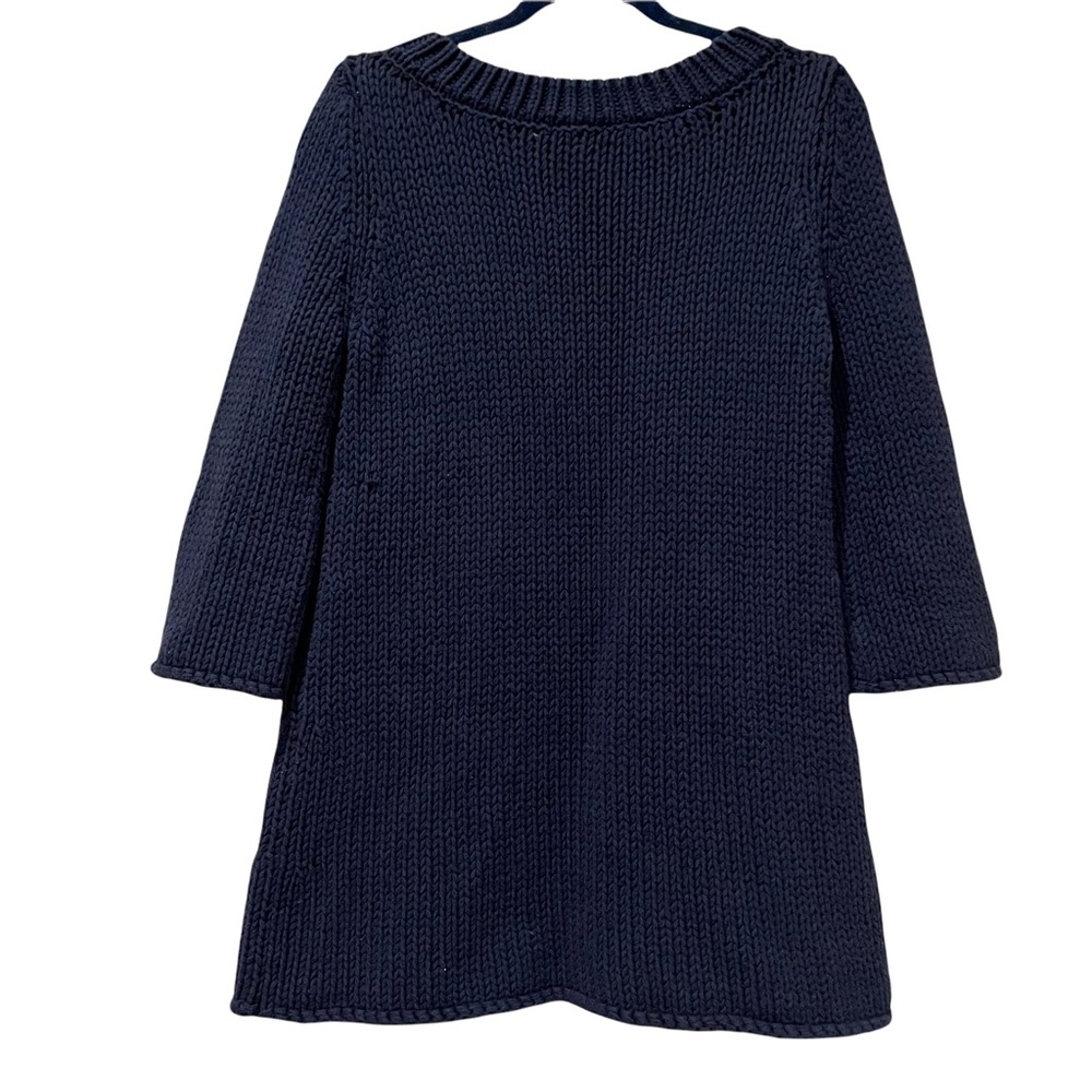 Soft Surroundings Small Navy Blue Chunky Sweater Top Tunic Dress 3/4 Sleeves - Picture 2 of 3